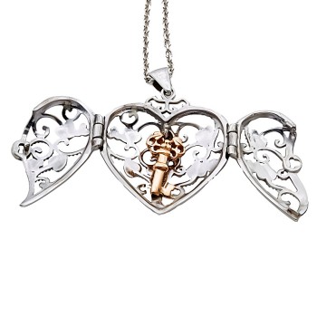 Silver & 9ct Gold Clogau Heart Pendant with Chain